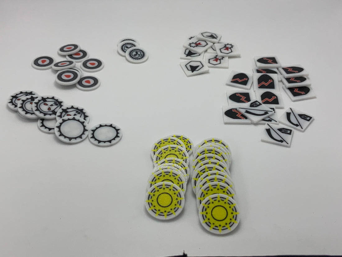 Custom multi-color 3d printed token replacements for Warhammer Underworlds.