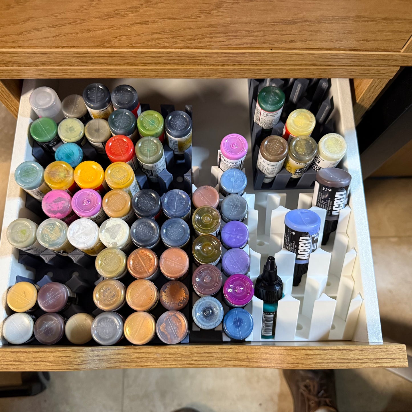 Low Profile Pro Acryl Paint 22ml Dropper bottle drawer storage system