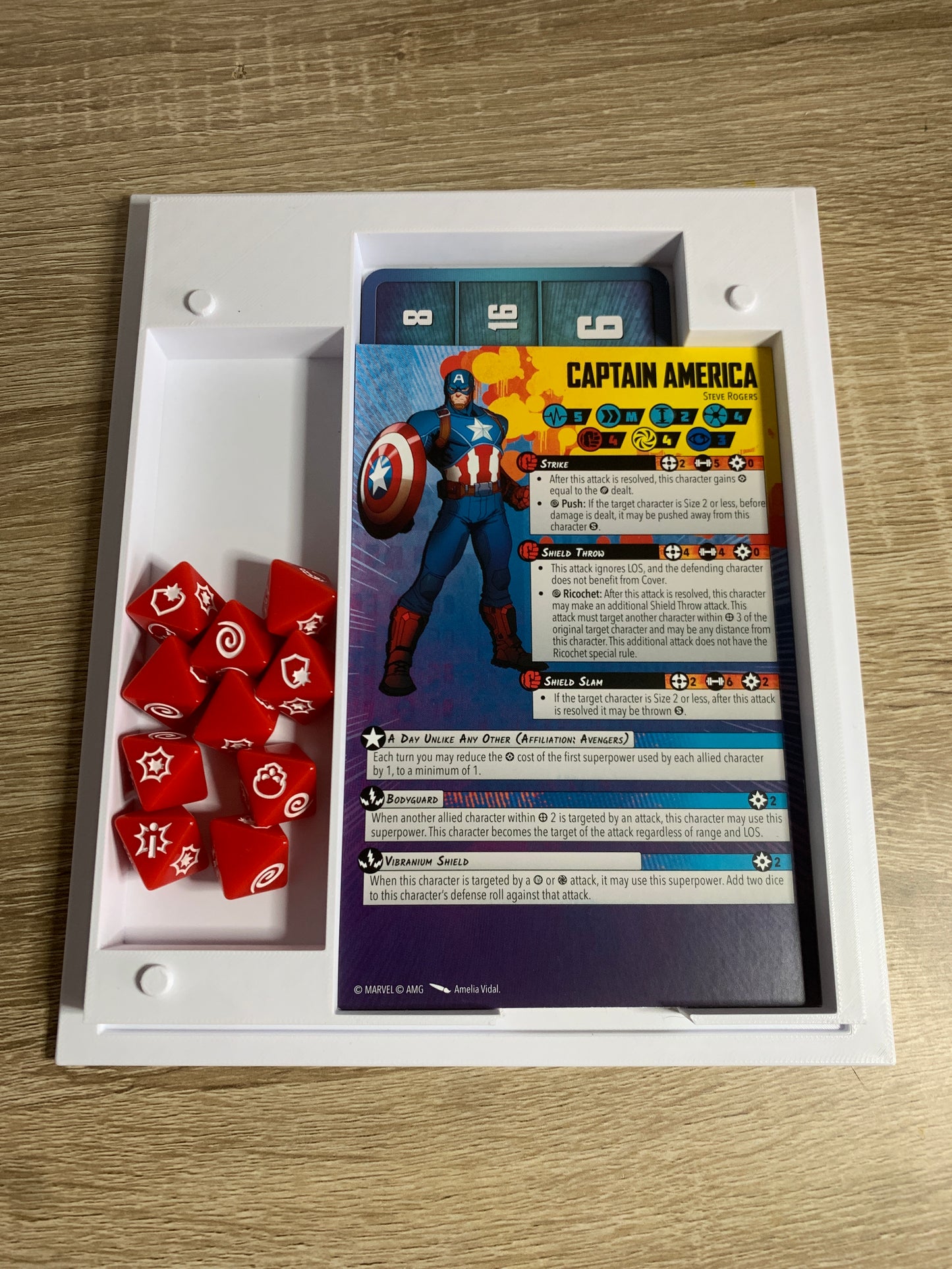 Marvel Crisis Protocol Tray & Dashboards for Character Cards, Round Tracker, Dice