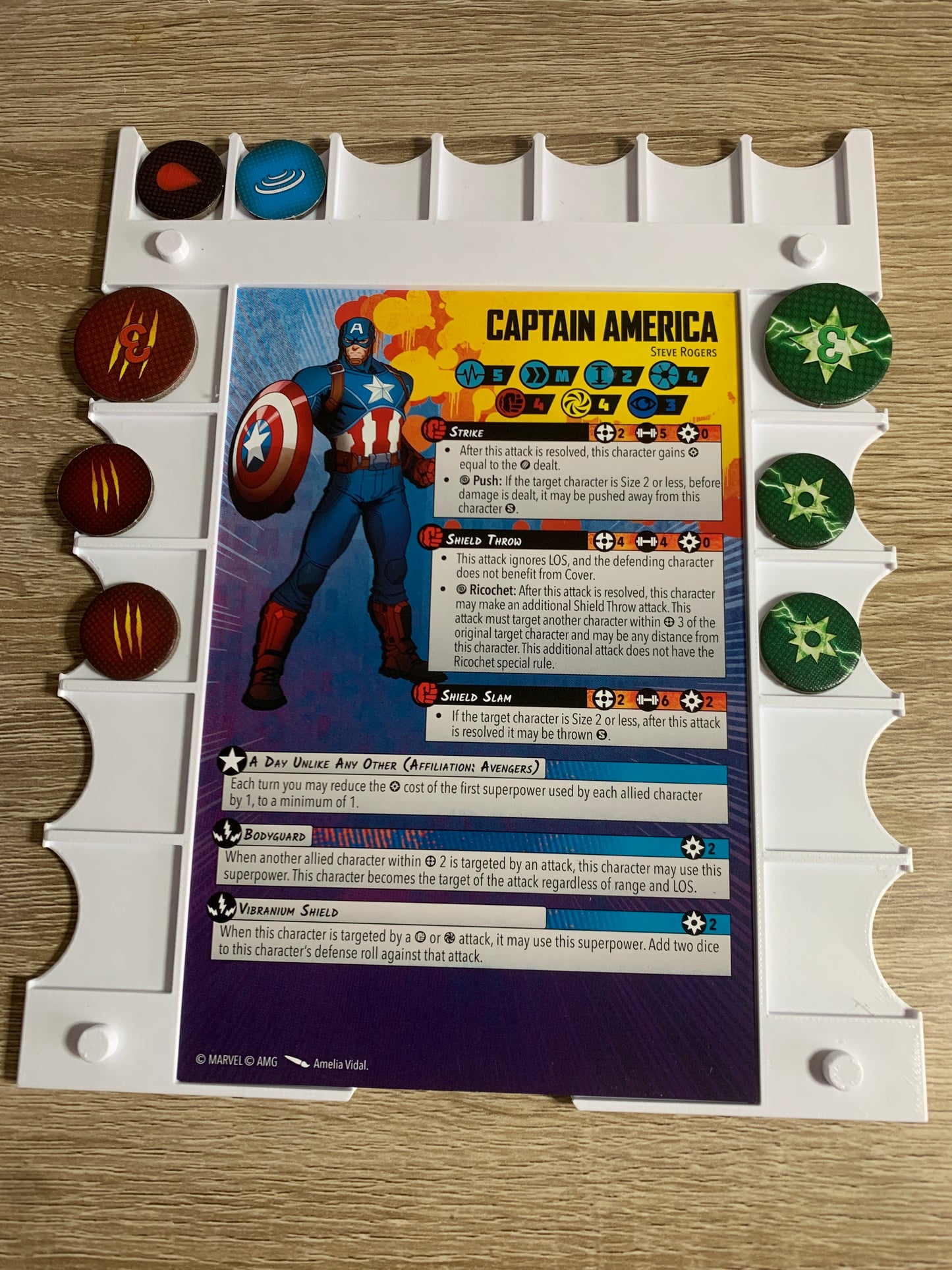 Marvel Crisis Protocol Tray & Dashboards for Character Cards, Round Tracker, Dice