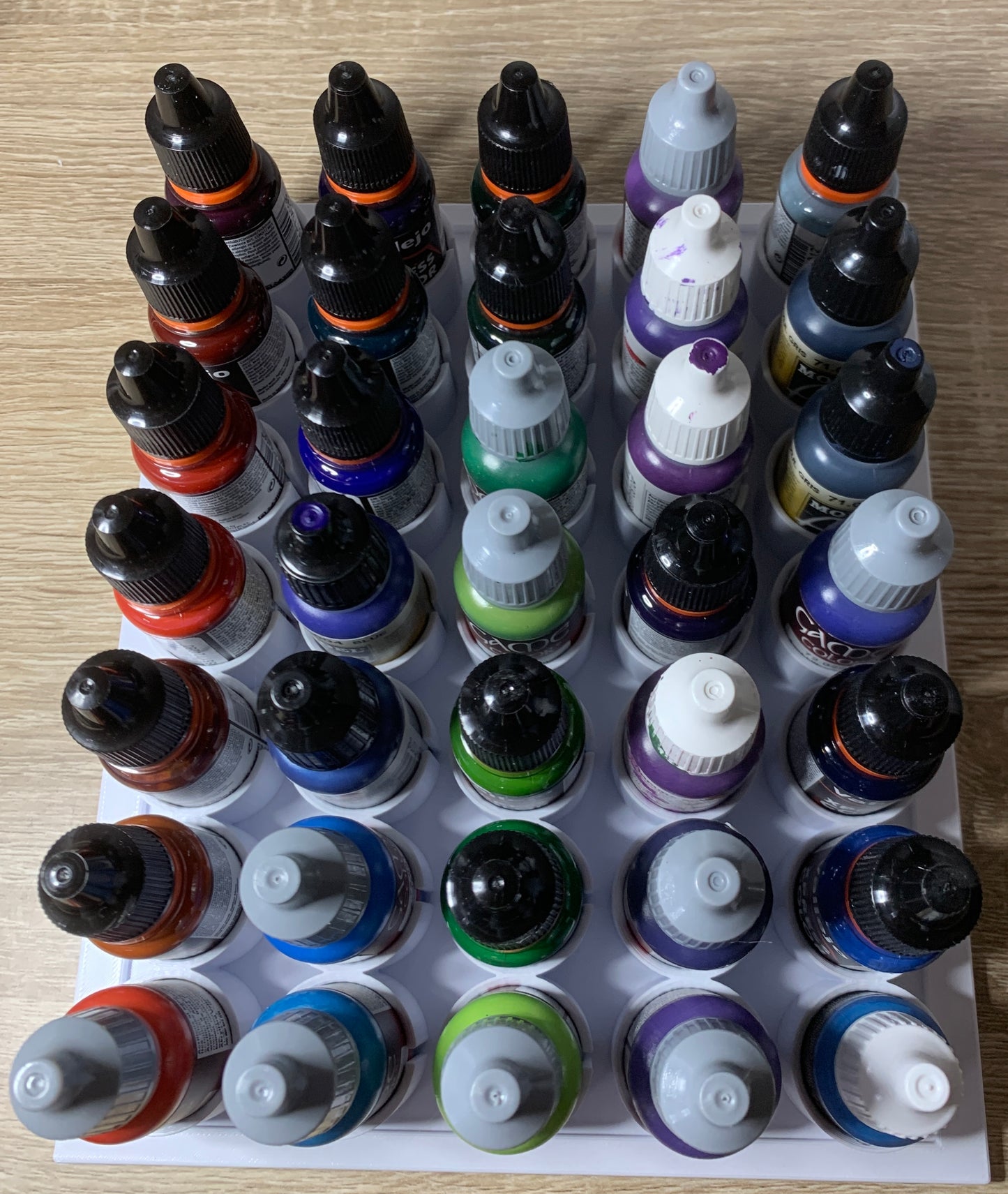 Vallejo Paint Bottle Organizer Tray - Holds 35 x 17ml Dropper Bottles - Miniature Painting Storage Solution