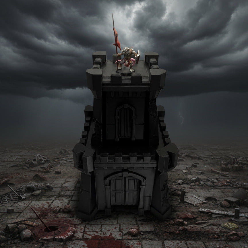 Battle worn Citadel Tower  – Tabletop Gaming Fortress