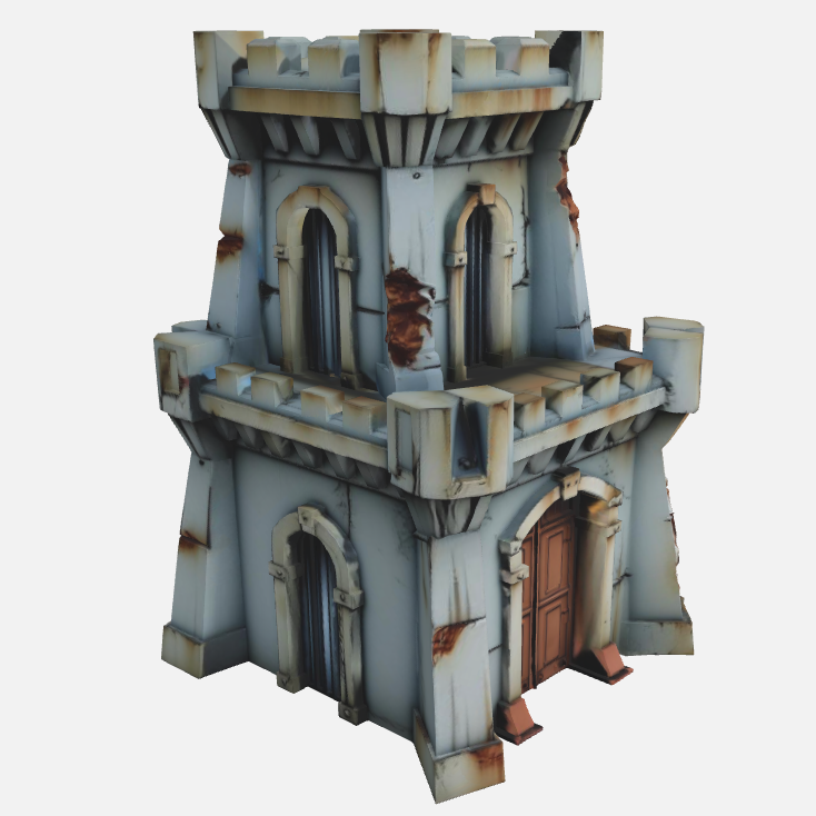 Battle worn Citadel Tower  – Tabletop Gaming Fortress